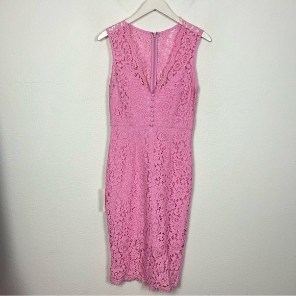 Bardot Milana Lace Sleeveless Cocktail Sheath Dress Pink Size Small US 4 NWT - Picture 3 of 10